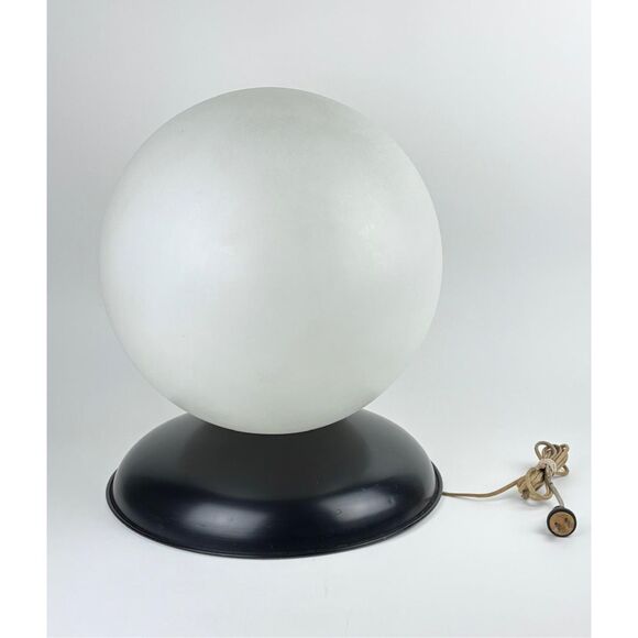 Vtg MCM Bakelite Style Globe Orb Table Accent Lamp Light w/ Aluminum Base Large - Picture 5 of 14